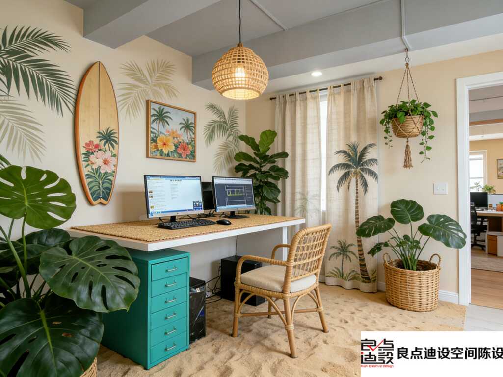 🌴把办公室搬进夏威夷?这套软装设计我直接封神!